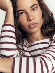 بني - تصميم مقلّم بكُم طويل Olivia من Boden - صورة 2 من 4