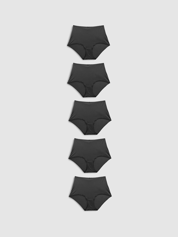 Black Full Brief Microfibre Knickers 5 Pack - Image 1 of 5