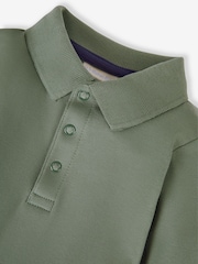 JoJo Maman Bébé Khaki Plain Long Sleeve Polo Shirt Bodysuit - Image 2 of 2