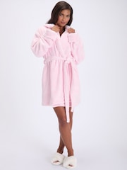 Boux Avenue Pink Heart Fluffy Short Dressing Gown - Image 4 of 6