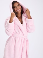Boux Avenue Pink Heart Fluffy Short Dressing Gown - Image 5 of 6