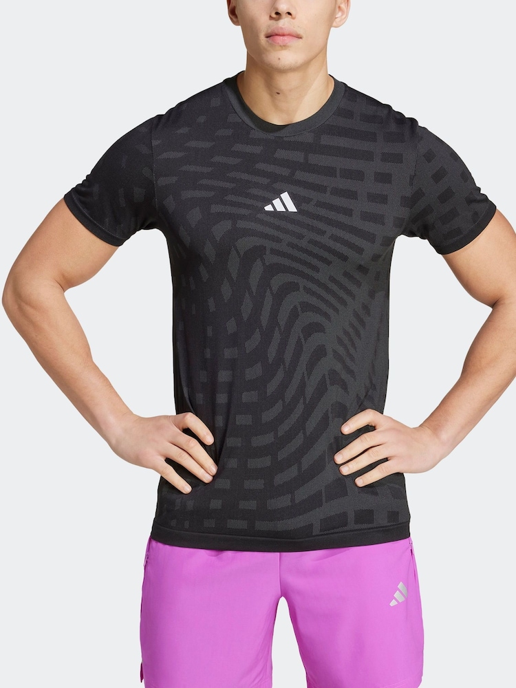 adidas Black Gym+ Training Seamless T-Shirt - Image 7 of 7