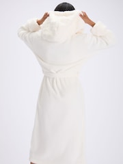 Boux Avenue White Heart Fur Trim Long Dressing Gown - Image 2 of 6