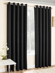 Enhanced Living Black Vogue Ready Made Thermal Blackout Eyelet Curtains - Image 1 of 5