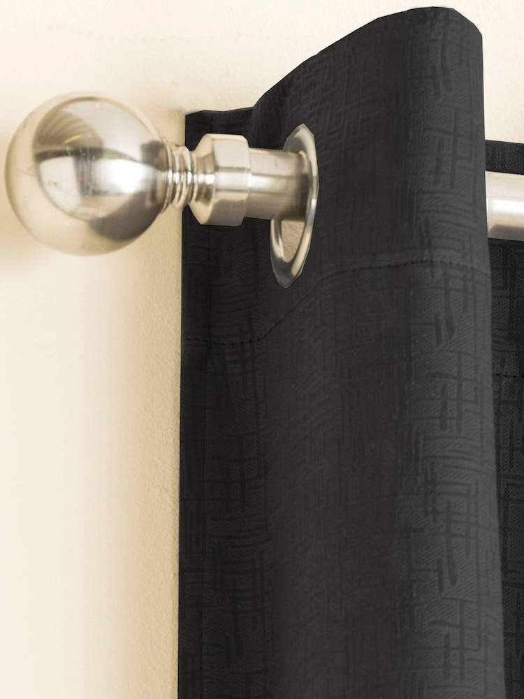 Enhanced Living Black Vogue Ready Made Thermal Blackout Eyelet Curtains - Image 2 of 5