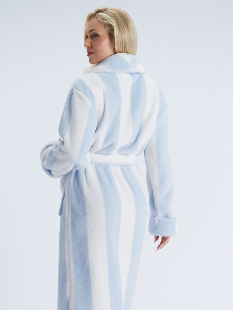 Buy Boux Avenue Blue Striped Fluffy Long Dressing Gown from Next Israel