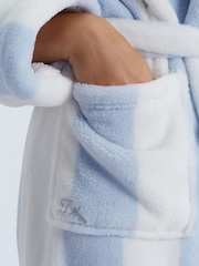 Boux Avenue Blue Striped Fluffy Long Dressing Gown - Image 5 of 6