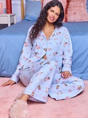 Boux Avenue Blue Puppy Long Sleeve Fleece Pyjamas In A Bag - Image 1 of 7
