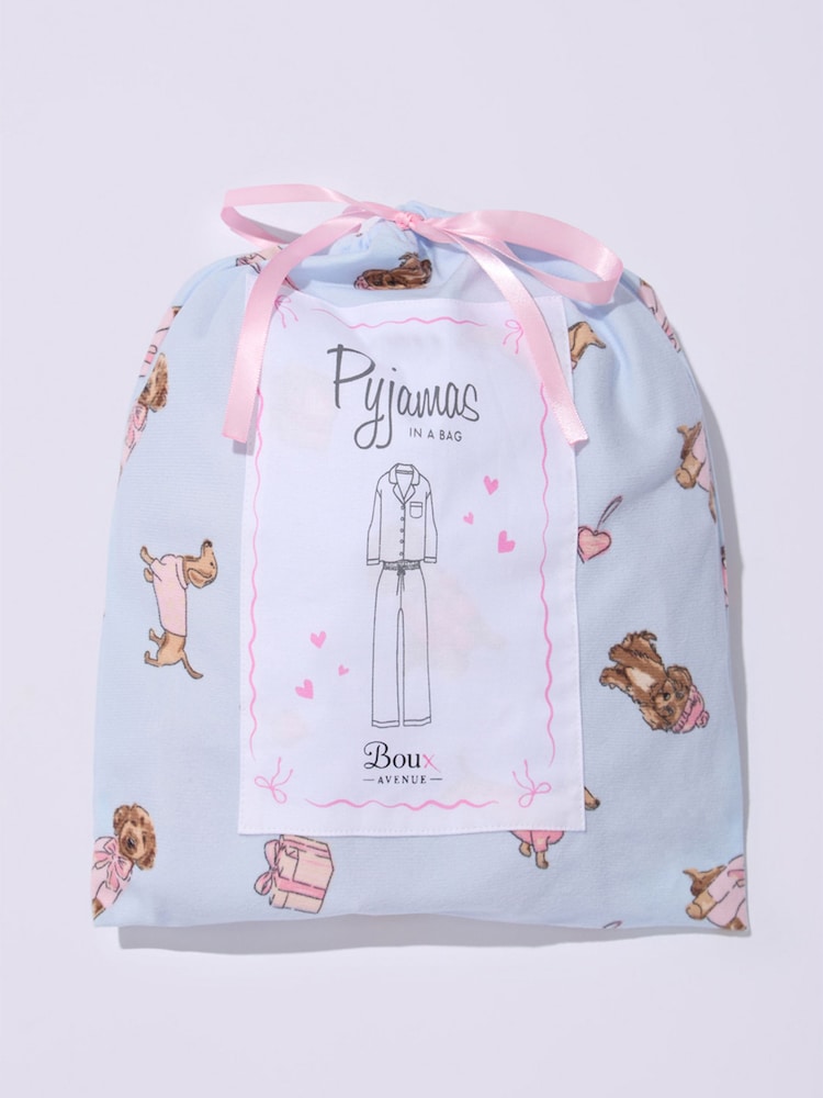 Boux Avenue Blue Puppy Long Sleeve Fleece Pyjamas In A Bag - Image 7 of 7 Boux Avenue Blue Puppy Long Sleeve Fleece Pyjamas In A Bag - Image 7 of 7