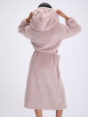 Boux Avenue Brown Heart Fur Trim Long Dressing Gown - Image 2 of 6
