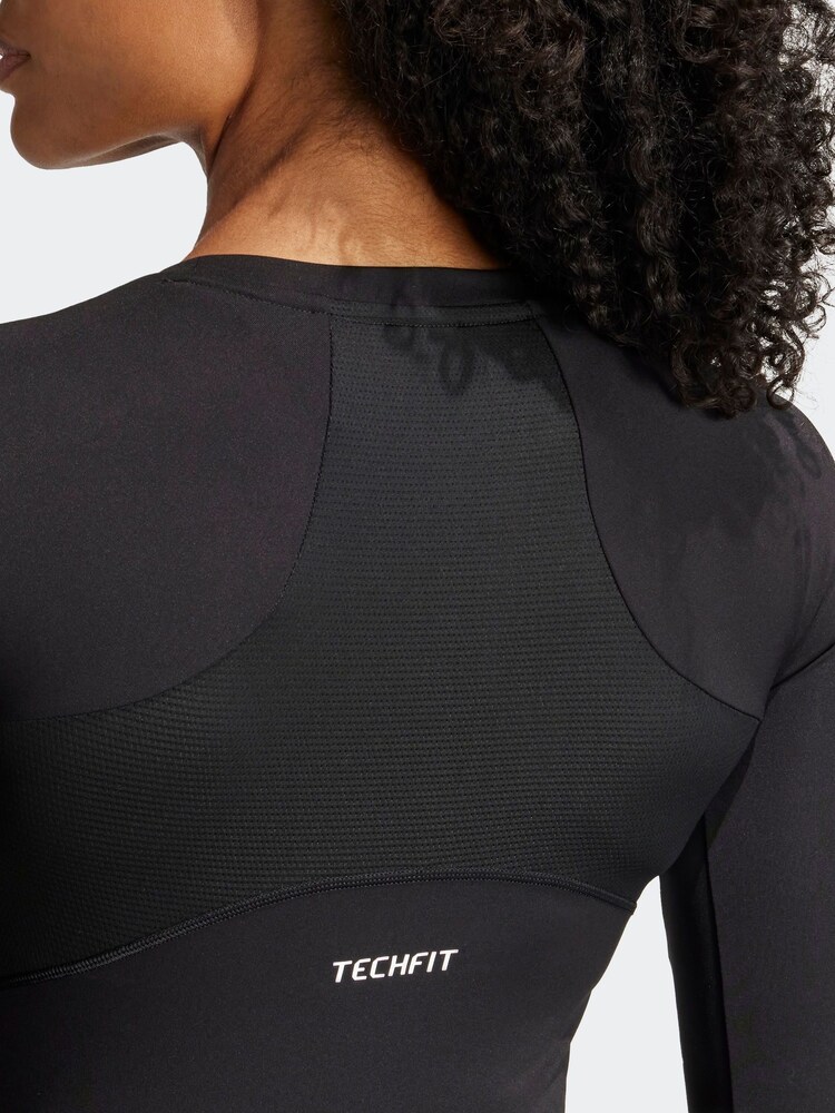 adidas Black Techfit Long Sleeve - Image 2 of 9 adidas Black Techfit Long Sleeve - Image 2 of 9