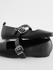 Black Forever Comfort® Square Toe Eyelet Mary Jane Shoes - Image 10 of 10