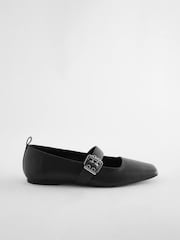 Black Forever Comfort® Square Toe Eyelet Mary Jane Shoes - Image 5 of 10