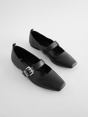 Black Forever Comfort® Square Toe Eyelet Mary Jane Shoes - Image 6 of 10