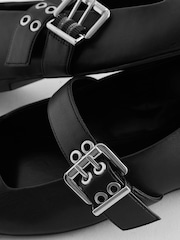 Black Forever Comfort® Square Toe Eyelet Mary Jane Shoes - Image 8 of 10