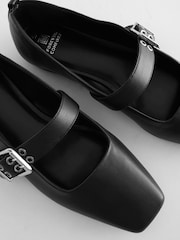 Black Forever Comfort® Square Toe Eyelet Mary Jane Shoes - Image 9 of 10