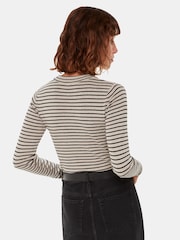 Whistles Black Fine Crew Stripe Knit Jumper - Image 2 of 5