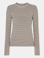 Whistles Black Fine Crew Stripe Knit Jumper - Image 5 of 5