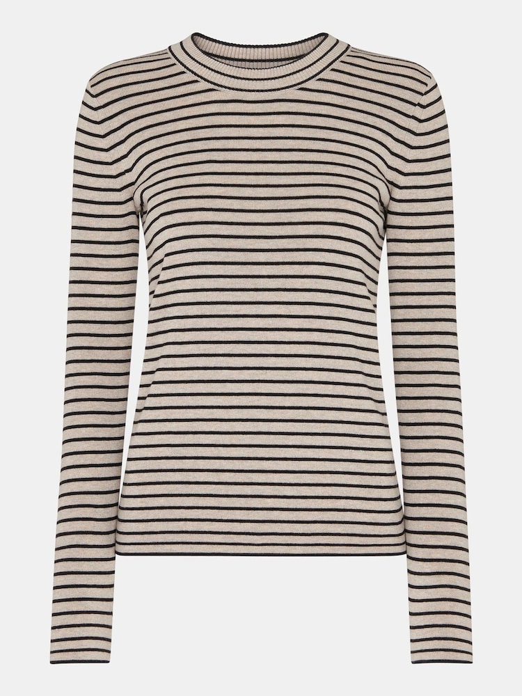 Whistles Black Fine Crew Stripe Knit Jumper - Image 5 of 5 Whistles Black Fine Crew Stripe Knit Jumper - Image 5 of 5