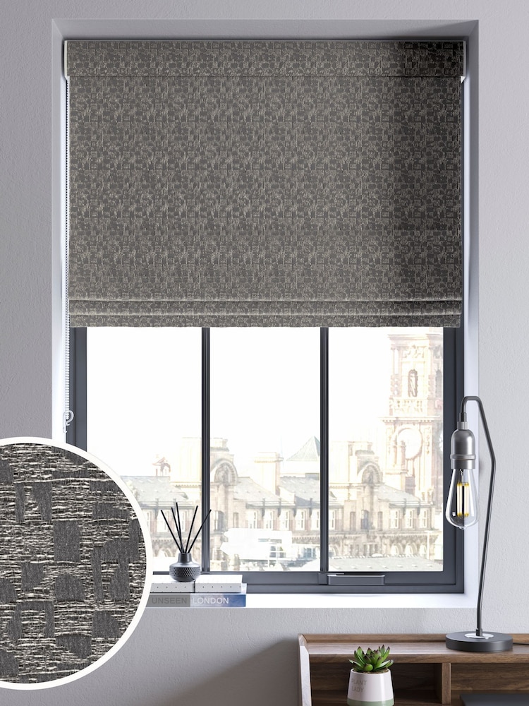 Grey Geo Texture Made to Measure Roman Blind - Image 1 of 6