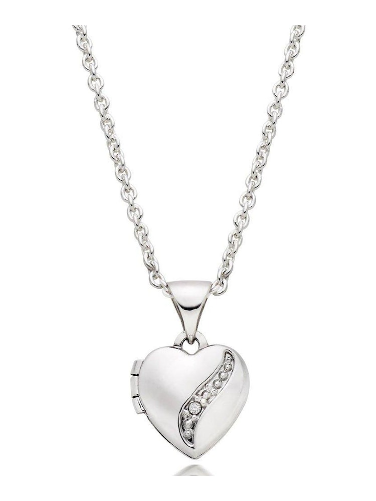 Beaverbrooks Children’s Mini B Sterling Silver Diamond Heart Locket - Image 1 of 4