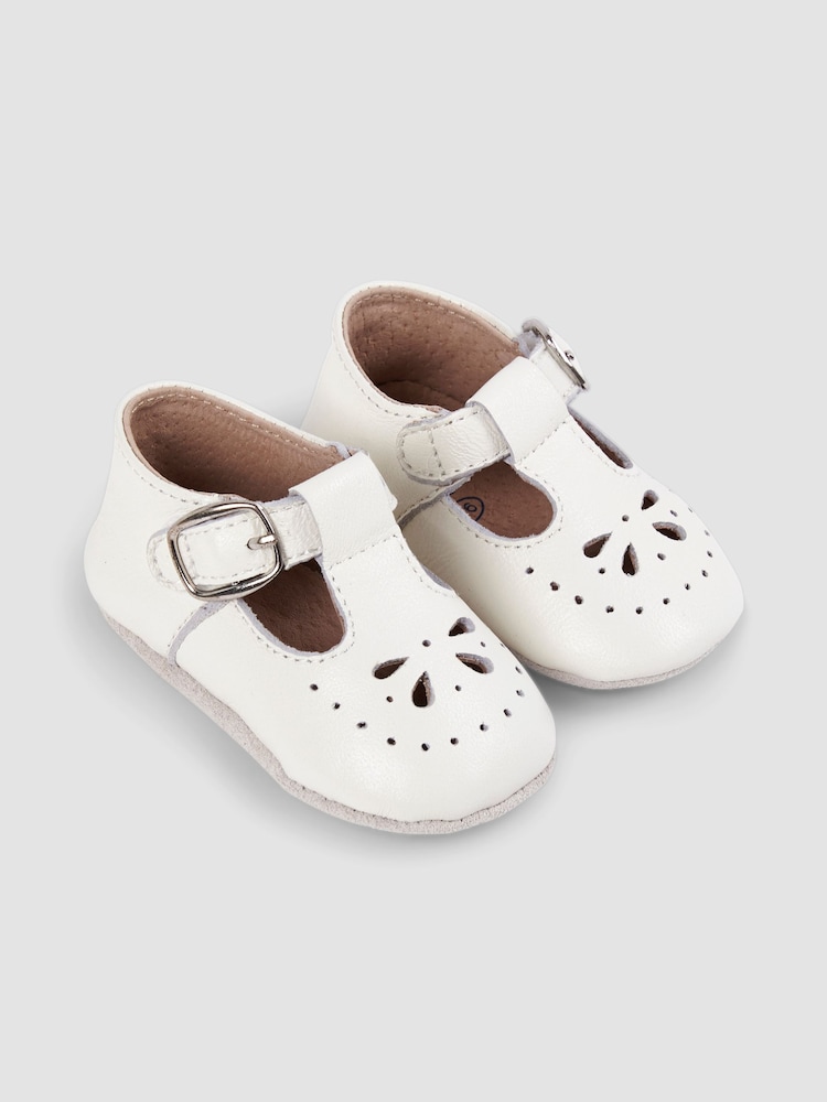 JoJo Maman Bébé White Peter Rabbit Leather Pre-Walker Shoes - Image 1 of 7