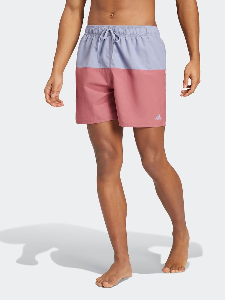 adidas Purple Colorblock CLX Short Length Swim Shorts - Image 1 of 6
