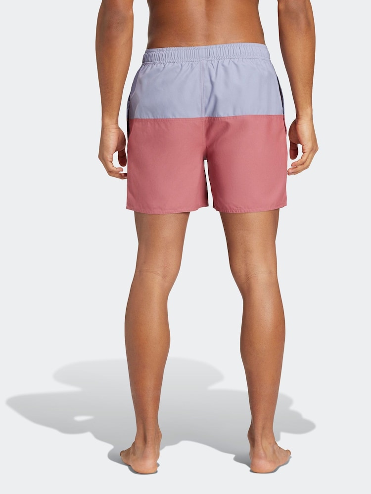 adidas Purple Colorblock CLX Short Length Swim Shorts - Image 2 of 6 adidas Purple Colorblock CLX Short Length Swim Shorts - Image 2 of 6