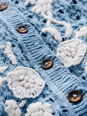Boden Blue Embroidered Pointelle Cardigan - Image 2 of 2