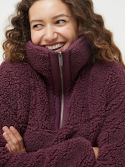 FatFace Purple Parker Colour Block Fleece Cardigan - Image 3 of 5