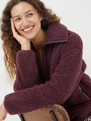 FatFace Purple Parker Colour Block Fleece Cardigan - Image 4 of 5