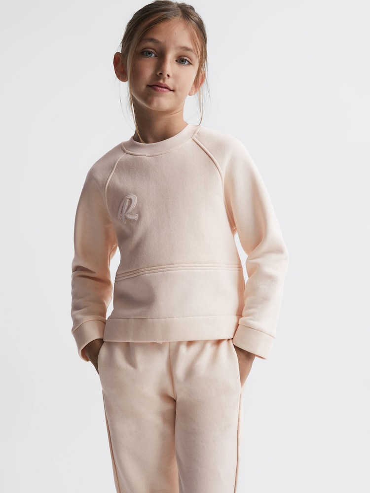 Reiss Pink Mel 9-14 yrs Sparkle Crew Neck Sweatshirt - Image 1 of 5