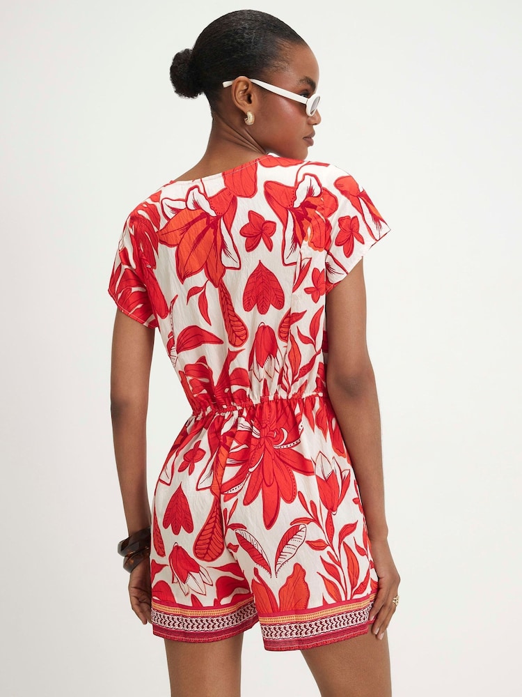 River Island Red All Over Print Playsuit - Image 2 of 4
