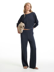 River Island Blue Long Sleeve Soft Touch Boat Neck Top - Image 3 of 4