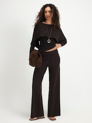 River Island Brown Wide Leg Trousers - Image 1 of 4