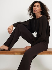 River Island Brown Wide Leg Trousers - Image 4 of 4