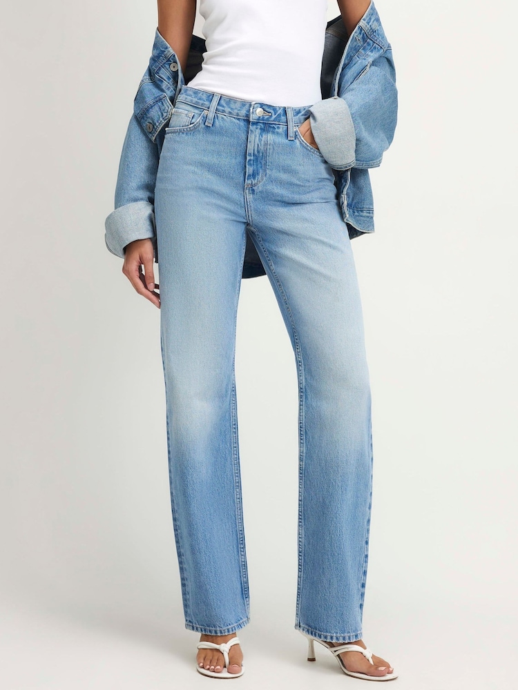 River Island Blue 90s Slim Straight Leg Jeans - Image 3 of 3