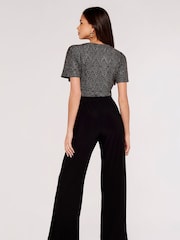 Apricot Silver & Black Chevron Angel Sleeve Jumpsuit - Image 2 of 4
