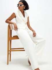 River Island Cream Short Sleeve Cap Sleeve Jumpsuit - Image 2 of 4