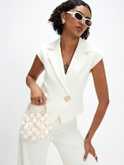 River Island Cream Short Sleeve Cap Sleeve Jumpsuit - Image 3 of 4