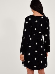 Monsoon Viola Embellished Velvet Tea Black Dress - Image 2 of 4