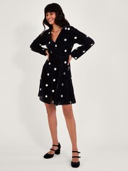Monsoon Viola Embellished Velvet Tea Black Dress - Image 3 of 4