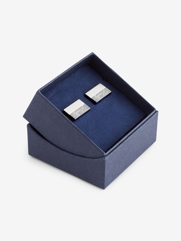 Silver Tone Father of the Bride Engraved Wedding Cufflinks - Image 2 of 7 Silver Tone Father of the Bride Engraved Wedding Cufflinks - Image 2 of 7