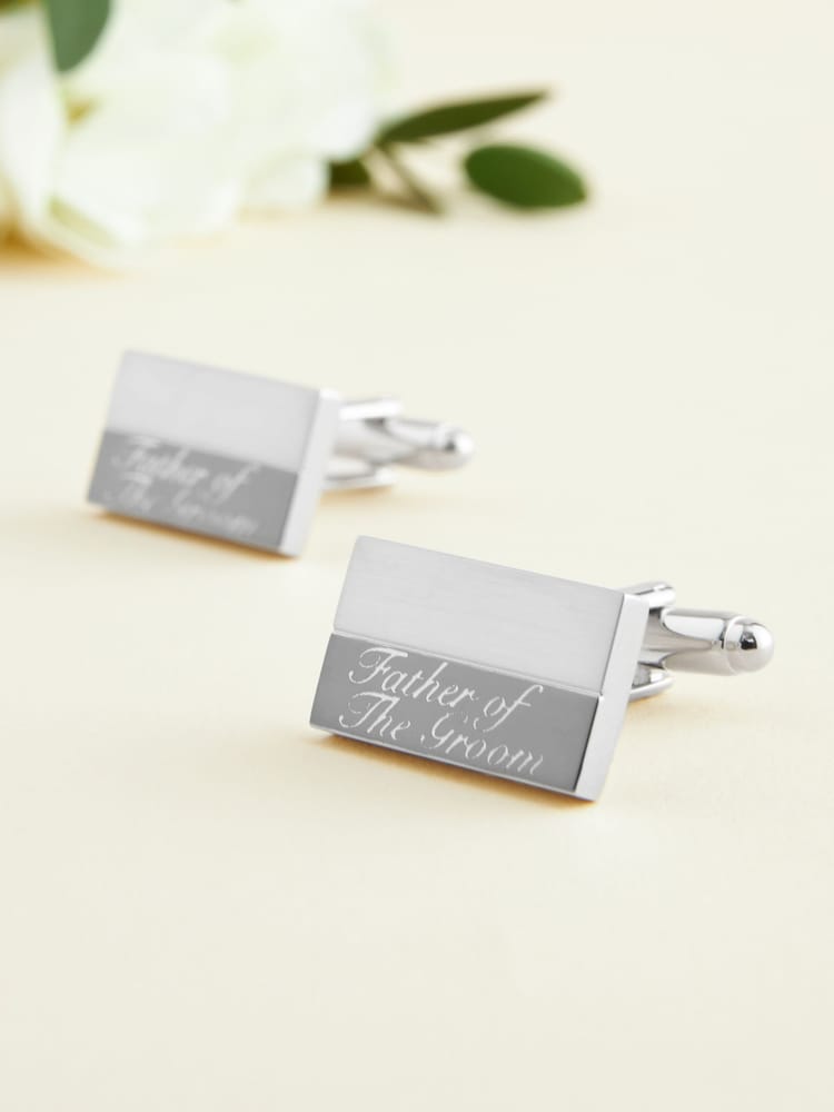 Silver Tone Father of the Bride Engraved Wedding Cufflinks - Image 7 of 7 Silver Tone Father of the Bride Engraved Wedding Cufflinks - Image 7 of 7