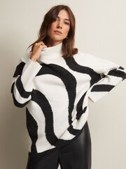 Phase Eight Briony Swirl Print Black Jumper - Image 1 of 6