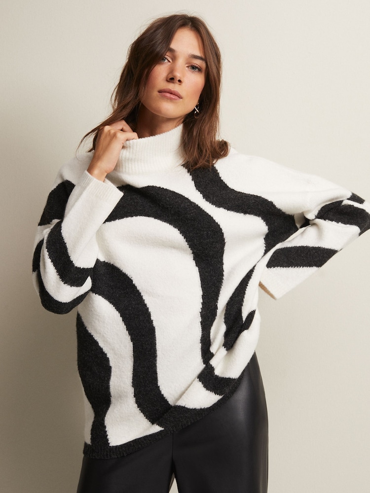 Phase Eight Briony Swirl Print Black Jumper - Image 1 of 6