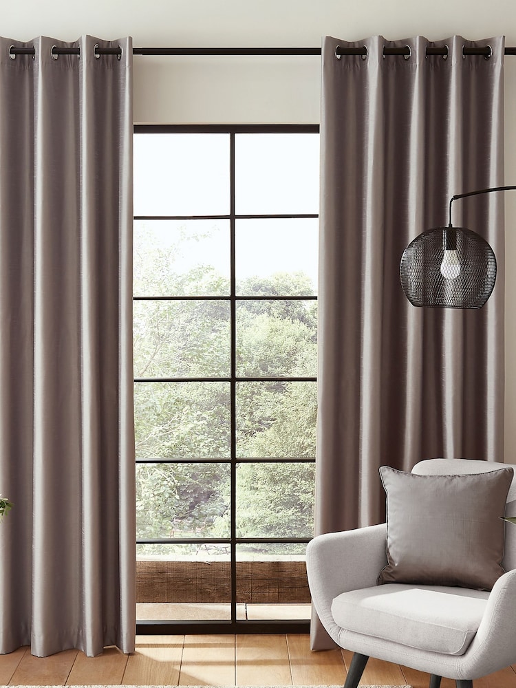Catherine Lansfield Grey Faux Fur Soft and Cosy Draught Excluder Curtains - Image 1 of 5
