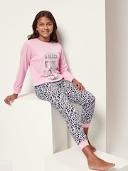 Harry Bear Pink Leopard Sleep Slogan Pyjamas - Image 1 of 4