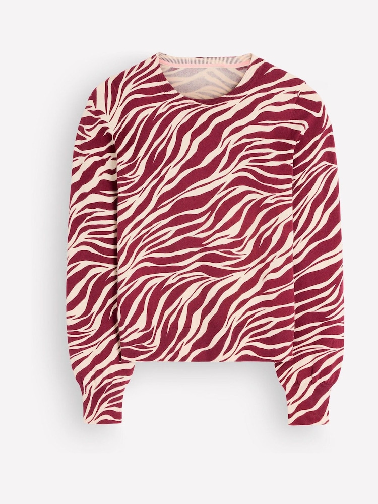Boden Red Camilla Cotton Crew Neck Jumper - Image 1 of 2 Boden Red Camilla Cotton Crew Neck Jumper - Image 1 of 2