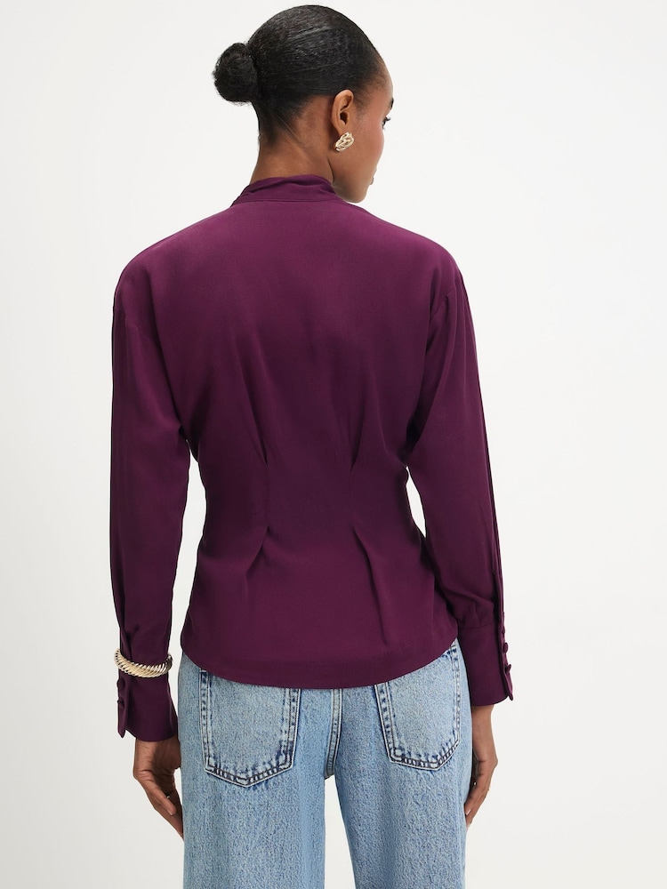 River Island Purple Long Sleeve Wrap Scarf Detail Shirt - Image 2 of 4
